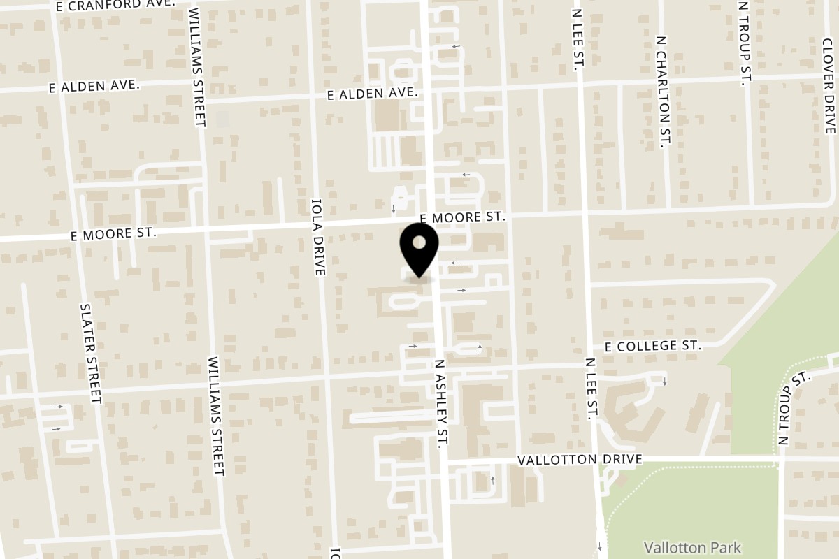 Map showing the location of Deli House on 1616 N Ashley St in Valdosta